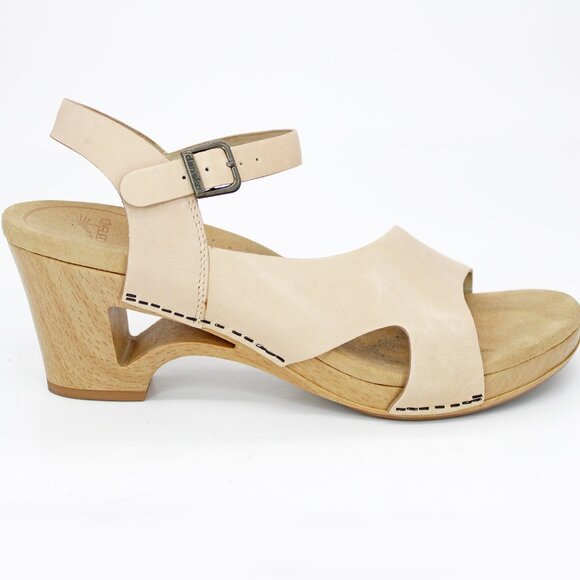 Dansko Tasha Natural Leather Strappy Open Toe Chunky Clog Sandals - Picture 2 of 7